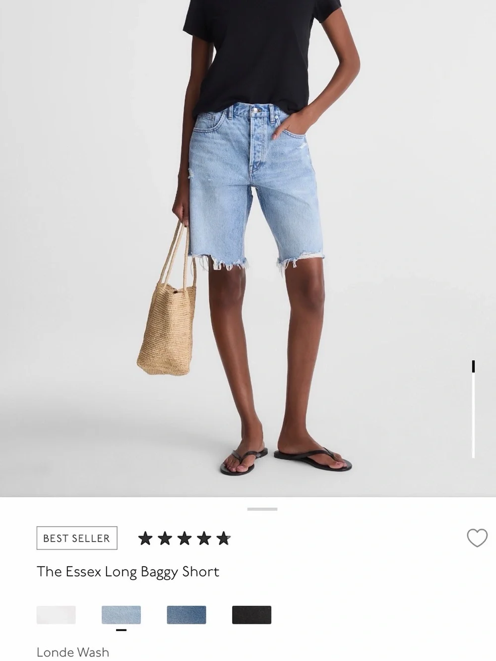 Madewell The Essex Long Baggy Short 27 New